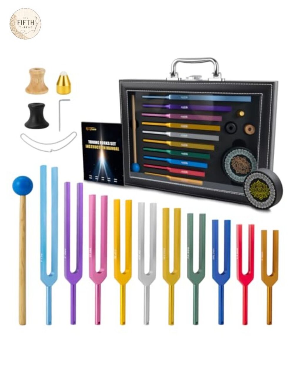 10 PCS Unweighted Tuning Fork Set for Healing, Solfeggio Frequencies, Aluminum